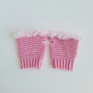 Gehaakte handschoenen - gehaakte vingerloze handschoenen | Roze en lichtroze