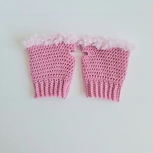 Gehaakte handschoenen - gehaakte vingerloze handschoenen | Roze en lichtroze