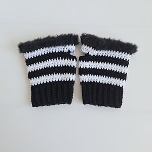 Gehaakte handschoenen - gehaakte vingerloze handschoenen | Zwart en wit