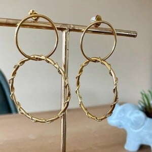 Gouden 2-loops oorbellen / dubbele creolen – minimalistisch & boho