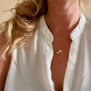 Gouden ketting met schelp & parel – 316L roestvrij staal