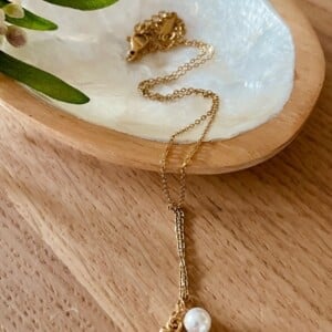 Gouden ketting met schelp & parel – 316L roestvrij staal