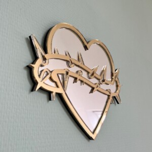 Hartspiegel met doornen Tattoo Art gouden acryl muurdecoratie