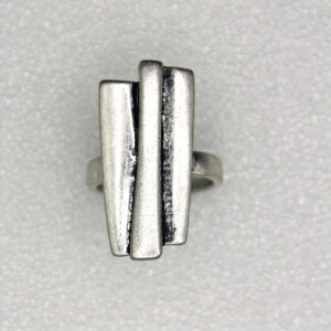 Irregular fence Geoxideerde zilverkleurige ring