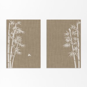 Japandi Wanddecoratie – Set van 2 Posters met IJsvogels & Bamboe