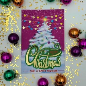 Kerstkaart "Merry Christmas and a happy new year"