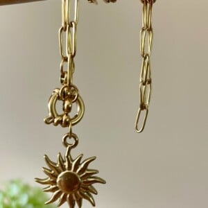 Ketting Zonnebloem Boho Goudkleur RVS 316L – Delicaat Vintage-stijl Accessoire