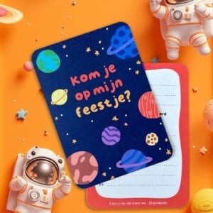 Kinderfeest Uitnodigingen – Ruimte & Planeten – Set van 5