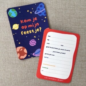 Kinderfeest Uitnodigingen – Ruimte & Planeten – Set van 5