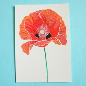 Klaproos A5 Print, Rode Bloem Illustratie