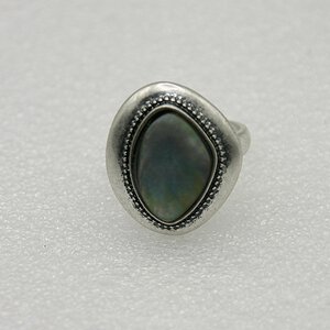 Losange Seashell Geoxideerde zilverkleurige ring