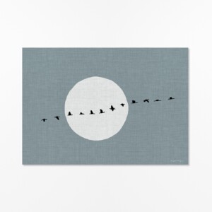 Minimalistische Japandi Poster – De Ganzentrek (Linnen Look)