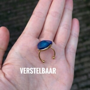 Ring faux agate blauw - verstelbaar