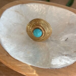 Ring turquoise steen rvs goldplated