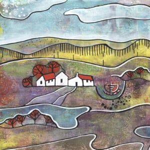 Seizoenslandschap - lente acryl schilderij op papier