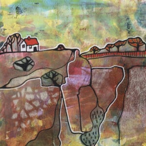 Seizoenslandschap - herfst acryl schilderij op papier