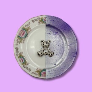 Vintage funky wandbordje "LOVE teddy"