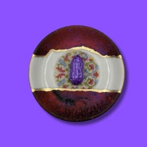 Vintage funky wandbordje "Perfect Purple Pinda-mini"