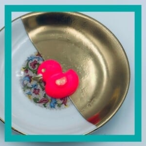 Vintage funky wandbordje "Pink DUCKie - mini"