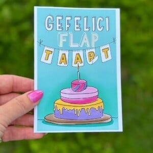 Wenskaart "GefeliciFLAPtaart"