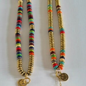 handmade ketting met grote lucky & smiley bedel