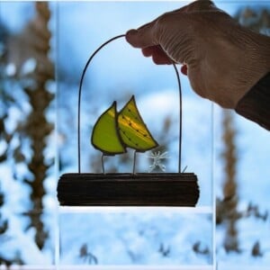 "Kerst"bomen om op te hangen. Glas in lood/Tiffany