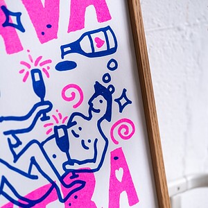 Grappige Risoprint met illustratie van stelletje dat aan Cavasutra doet