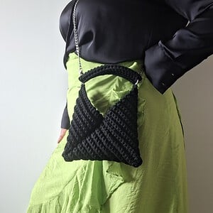Gehaakte crossbody tas | Zwart