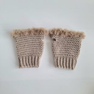 Gehaakte handschoenen - gehaakte vingerloze handschoenen | Beige
