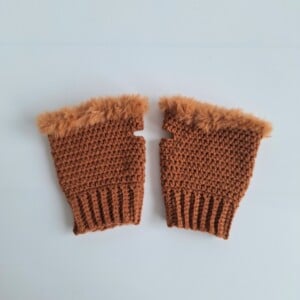 Gehaakte handschoenen - gehaakte vingerloze handschoenen | Bruin