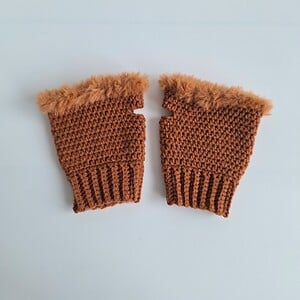 Gehaakte handschoenen - gehaakte vingerloze handschoenen | Bruin