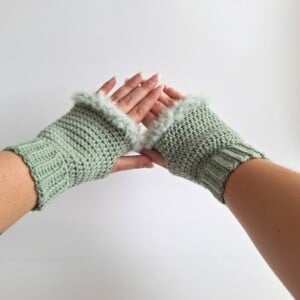 Gehaakte handschoenen - gehaakte vingerloze handschoenen | Sagegroen