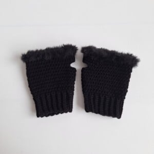 Gehaakte handschoenen - gehaakte vingerloze handschoenen | Zwart