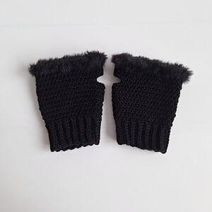 Gehaakte handschoenen - gehaakte vingerloze handschoenen | Zwart