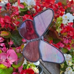 Glas in lood vlinder roze/paars