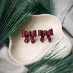 Glitter strik oorbellen