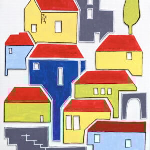 Huizen en daken, dorp