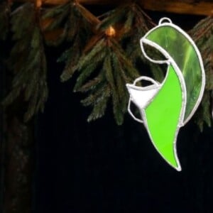 Kerst object; Maria en kind. Glas in lood/Tiffany