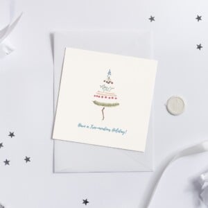 Schattige handgeschilderde kerstkaart van minimalistisch kerstboompje - Kerstboompje I