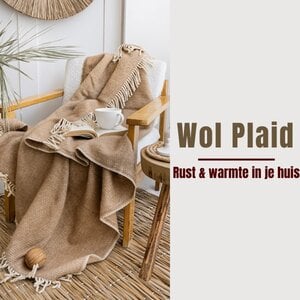 Ladira 100% Wol Plaid – Beige – 130×170 cm