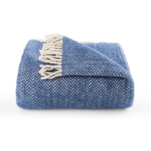 Ladira 100% Wol Plaid – Marineblauw