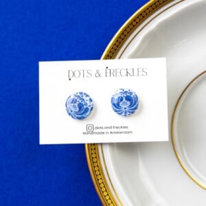 Lichte Statement Polymer Klei Oorbellen Delft Blauw geinspireerd