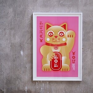 Roze Lucky Cat Poster