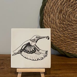 Tegeltje wit - IJsvogel fineliner