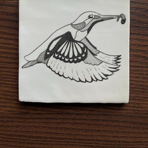 Tegeltje wit - IJsvogel fineliner