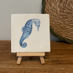 Tegeltje wit - Zeepaardje aquarel