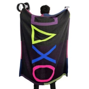 Game Deken | Gamer at Play Plaid – Neon Symbol – 130×170 cm
