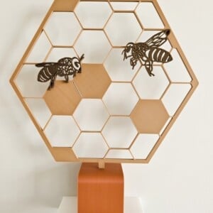Wanddecoratie hexagoon met Bijen