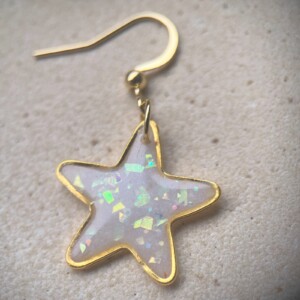 Witte ster oorbellen kerst