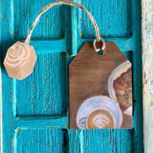 "Brunch" Teamark – Handgemaakte Theezakje-Boekenlegger (Pastel Illustratie, Gerecycled Papier)